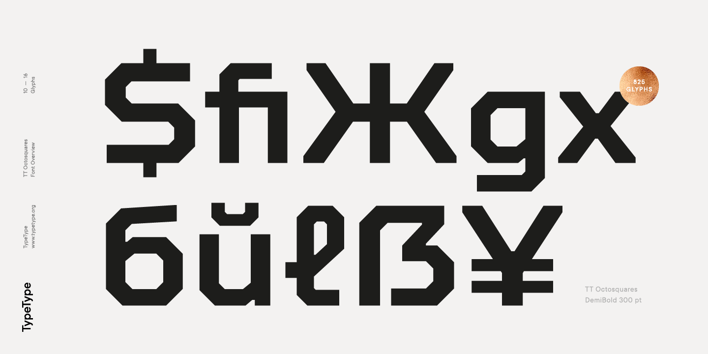 Przykład czcionki TT Octosquares Expanded Regular